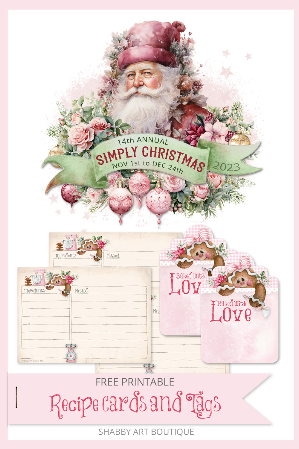 simply christmas: free printable recipe cards and tags - shabby